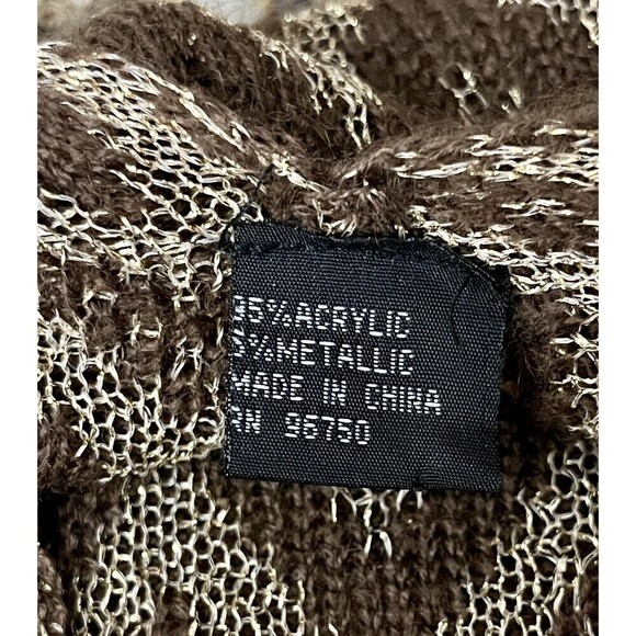 Dress Barn Womens Chevron Metallic Poncho Wrap Tunic Brown Gold O/s - Picture 7 of 7